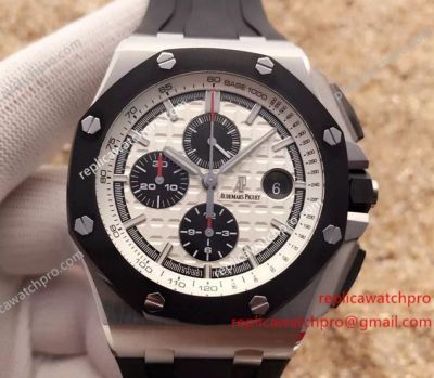 Swiss Fake Audemars Piguet Royal Oak Offshore Chrono Watch Stainless Steel White Dial